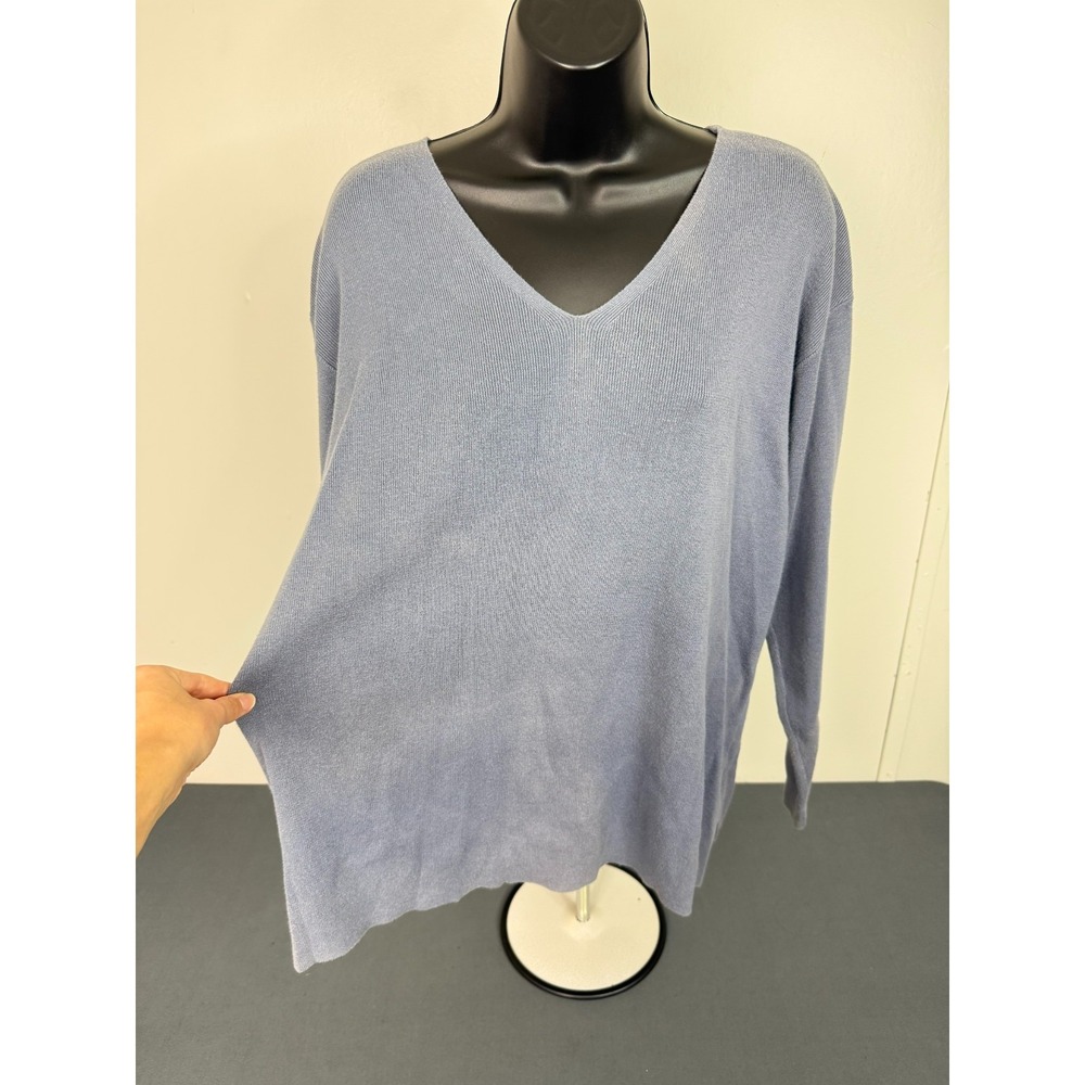 J. Jill Women's V- Neck Classic Knit Pullover Sweater Gray Size Large FLAW - Picture 3 of 6